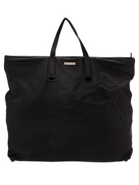Gucci Black Nylon Tote with Metal Logo Plate